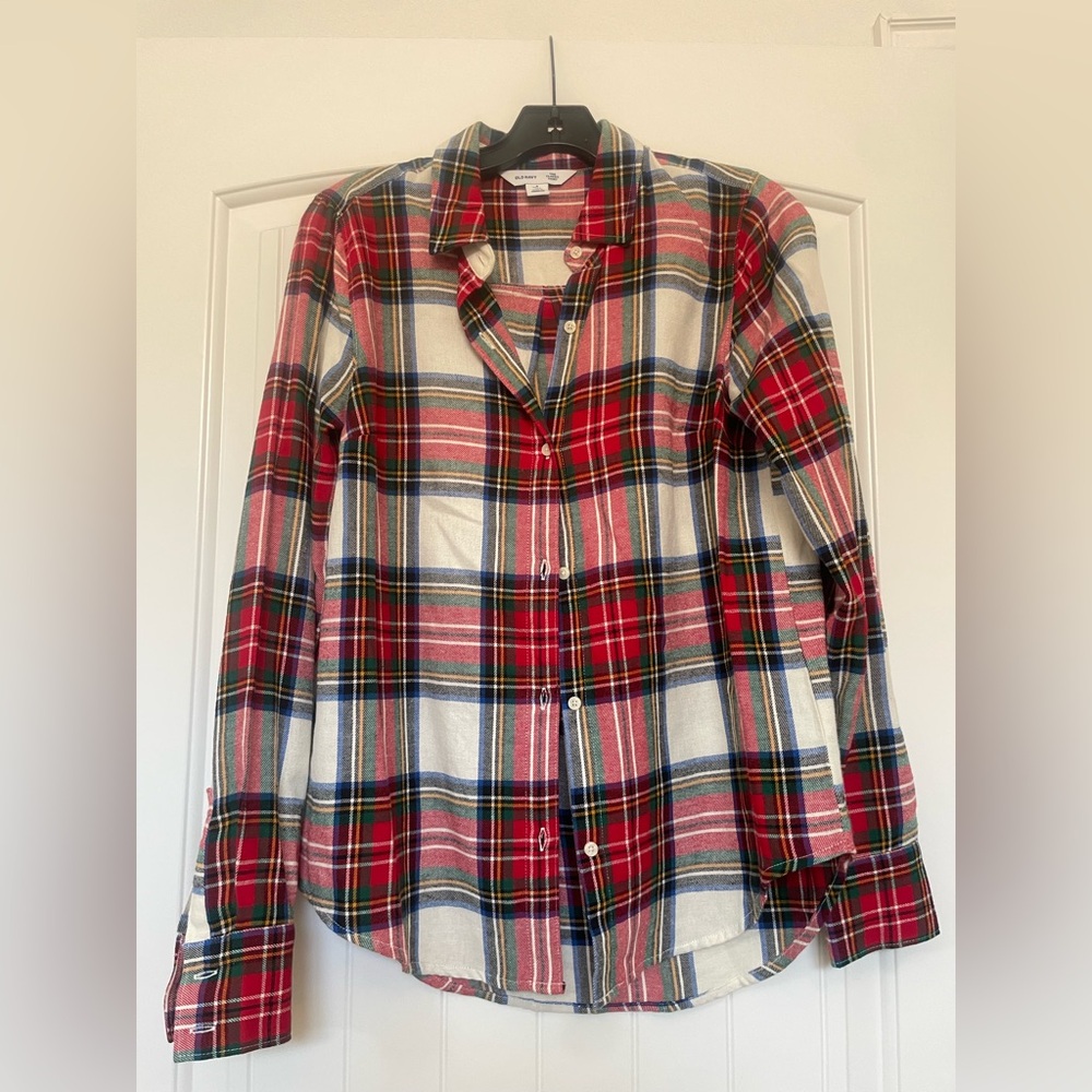 Old Navy Red and Green Plaid Shirt